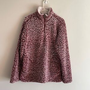 Love Tree Cranberry Sherpa 1/4 zip jacket sweater size large